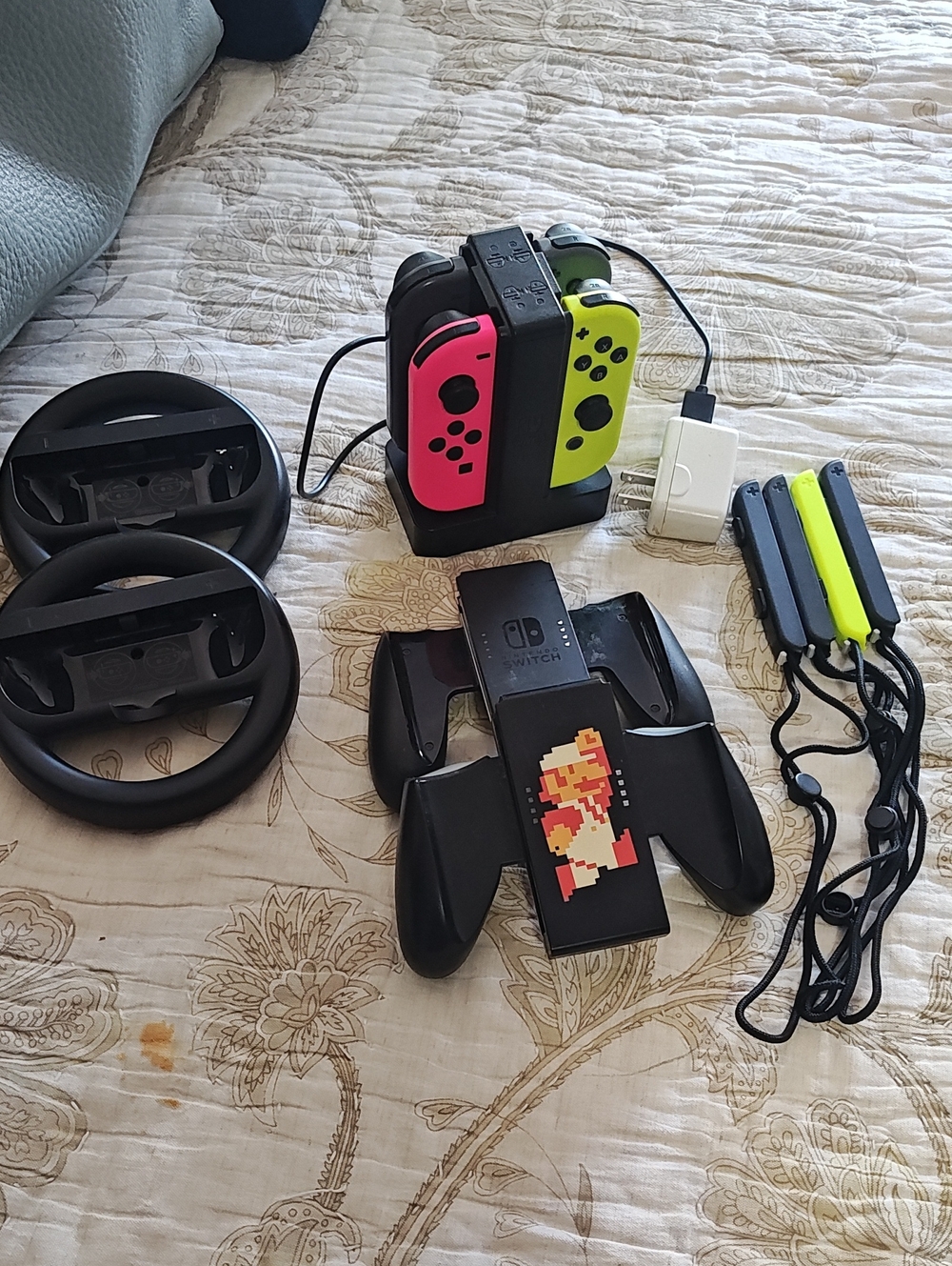 Official Nintendo Switch Joy-Con Accessory Bundle - 4 Controllers + Dock + Grips